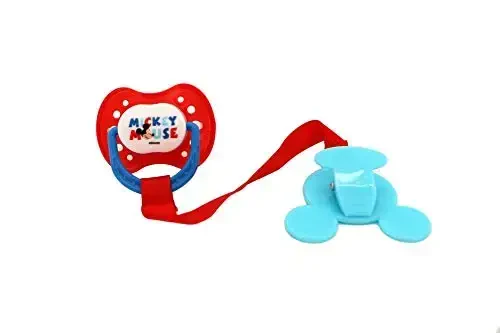 Disney Cudlie Mickey Mouse Baby Boy 4 Pack of 2 Pacifiers & 2 Clips with Old Time Mickey Print - DISNEY (1)