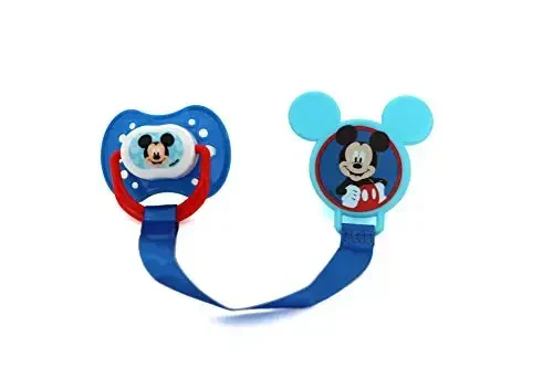 Disney Cudlie Mickey Mouse Baby Boy 4 Pack of 2 Pacifiers & 2 Clips with Old Time Mickey Print - 5
