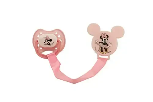 Disney Cudlie Minnie Mouse Baby Girl 4 Pack of 2 Pacifiers & 2 Clips with Sugar & Spice Print - 3