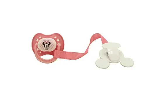 Disney Cudlie Minnie Mouse Baby Girl 4 Pack of 2 Pacifiers & 2 Clips with Sugar & Spice Print - 6