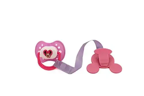 Disney Cudlie Minnie Mouse Baby Girl 4 Pack of 2 Pacifiers & 2 Clips with Hearts for Min Print - 4