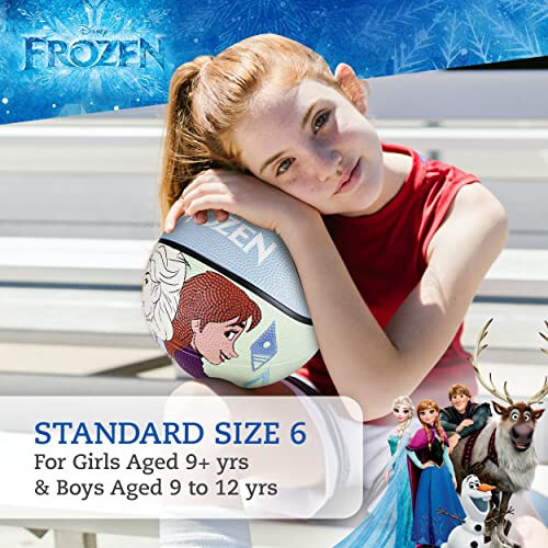 Disney Frozen Basketbol Topu 6 Numara, Prenses Elsa, Anna ve Olaf İç ve Dış Mekan Oyunu Genç Spor Topu Erkek ve Kızlar İçin, Mavi - 3