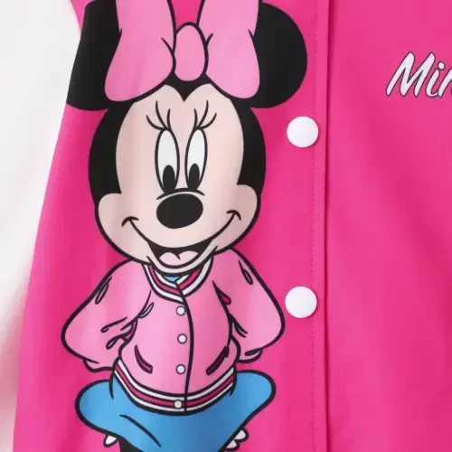 Disney Girls Bomber Jacket Minnie Mouse Colorblock Varsity Lightweight Sweatshirts Gift Fall Spring Sizes 3-10 - 11
