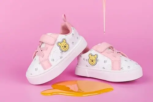 Disney Infant Sneakers - Winnie The Pooh and Minnie Mouse Baby Court Sneakers with a Hook and Loop Closure - 2