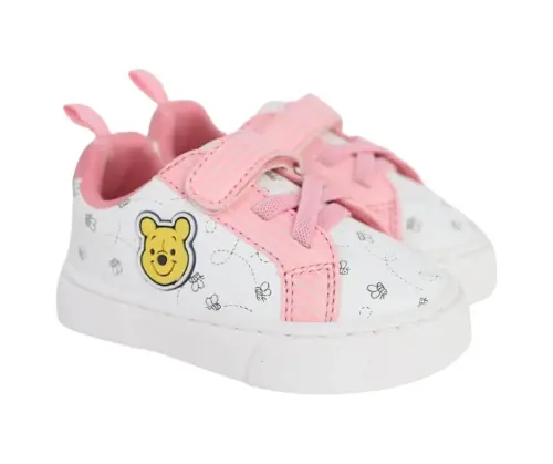 Disney Infant Sneakers - Winnie The Pooh and Minnie Mouse Baby Court Sneakers with a Hook and Loop Closure - 6