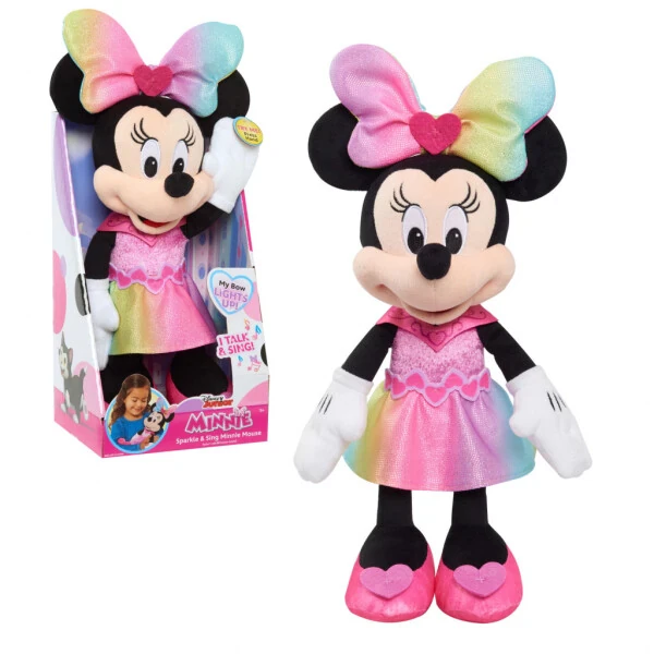 Disney Junior Minnie Mouse Sparkle and Sing Minnie Mouse, Large 13 Inch Feature Plush with Lights and Sounds Baby and Toddler Toys - MINNIE MOUSE