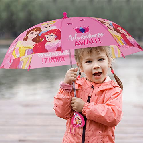 Disney Kids Umbrella, Frozen/Princess/Minnie Mouse Toddler and Little Girl Rain Wear for Ages 3-6 - 2