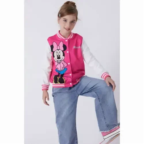 Disney Girls Bomber Jacket Minnie Mouse Colorblock Varsity Lightweight Sweatshirts Gift Fall Spring Sizes 3-10- - 6