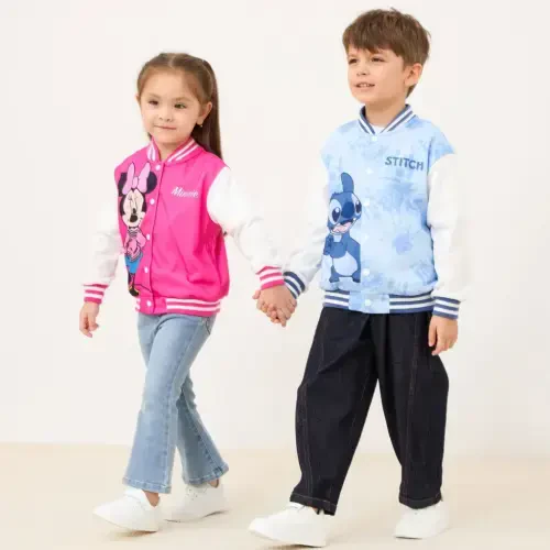 Disney Girls Bomber Jacket Minnie Mouse Colorblock Varsity Lightweight Sweatshirts Gift Fall Spring Sizes 3-10- - 7