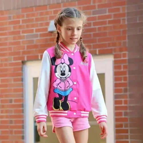 Disney Qizlar Bomber Ko'ylagi Minnie Mouse Rangli Universite Yengil Svitshot Sovg'a Kuz-Bahor O'lchamlari 3-10 - 9