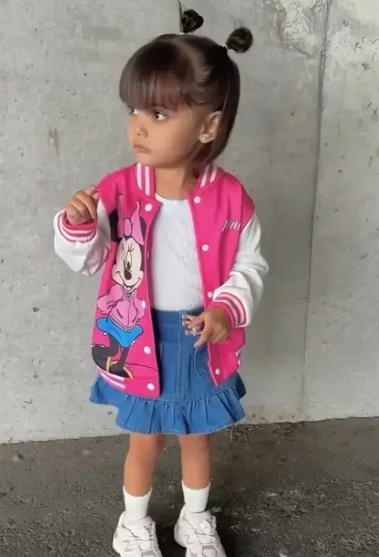 Disney Qizlar Bomber Ko'ylagi Minnie Mouse Rangli Universite Yengil Svitshot Sovg'a Kuz-Bahor O'lchamlari 3-10 - 10