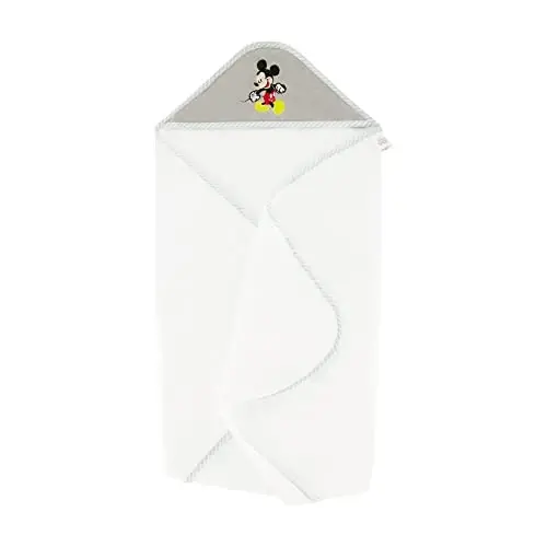 Disney Cudlie Baby Boy Mickey Mouse 2 Pack Rolled/Carded Hooded Towels in Little Stars Print - 6