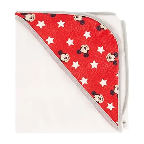 Disney Cudlie Baby Boy Mickey Mouse 2 Pack Rolled/Carded Hooded Towels in Little Stars Print - 4