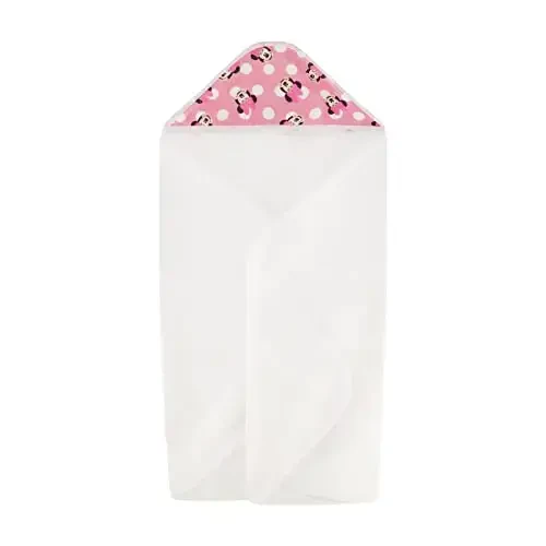 Disney Cudlie Baby Girl Minnie Mouse 2 Pack Rolled/Carded Hooded Towels in Happy Dots Print - 3