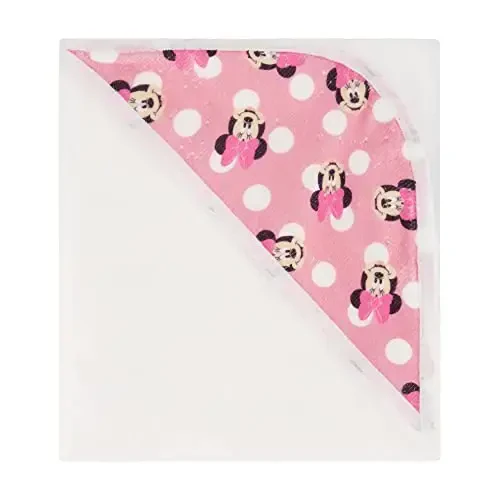 Disney Cudlie Baby Girl Minnie Mouse 2 Pack Rolled/Carded Hooded Towels in Happy Dots Print - 5