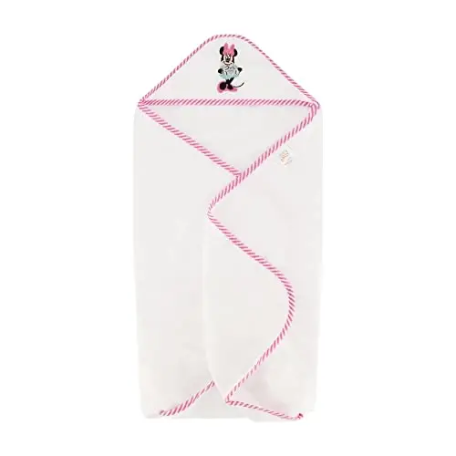 Disney Cudlie Baby Girl Minnie Mouse 2 Pack Rolled/Carded Hooded Towels in Happy Dots Print - 2