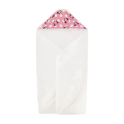 Disney Cudlie Baby Girl Minnie Mouse 2 Pack Rolled/Carded Hooded Towels in Happy Dots Print - 3