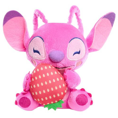 Disney Stitch Small 7-inch Plush Stuffed Animal, Angel with Strawberry, Kids Toys for Ages 2 Up by Just Play - 6