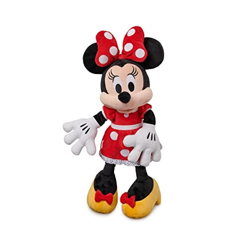 Disney Store Official Minnie Mouse Medium Plush Toy - 17 Inches - Iconic Red Polka Dot Dress & Bow - Soft and Huggable Cuddly Toy for Minnie Mouse Fans of All Ages - 1