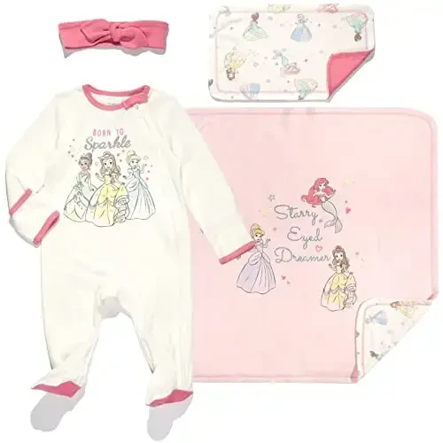 Disney Winnie the Pooh,Lion King,Pixar Monsters Inc. Baby Sleep N' Play Coverall Bib Blanket and Burp Cloth 4 Piece Set 