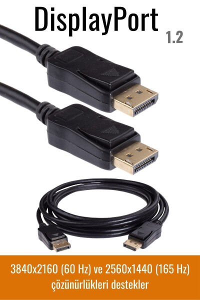 DisplayPort 1.2 Cable, 2 Meter - 19 Pin - 165 Hz Support - 21 Gbit - 2