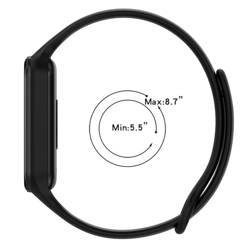 Disscool almashtiriladigan bilaguzuklar Xiaomi Smart Band 8 Active bilan mos keladi, 18 mm sozlanadigan yumshoq silikon bilak kamarasi tez chiqariladigan soat aksessuarlari (qora) - 6