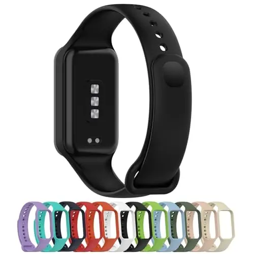 Disscool Xiaomi Smart Band 8 Active bilan mos keluvchi almashtiriladigan bilaguzuklar, 18 mm sozlanishi yumshoq silikon bilaguzuk, tez ajratiladigan soat aksessuarlari (qora) - 3