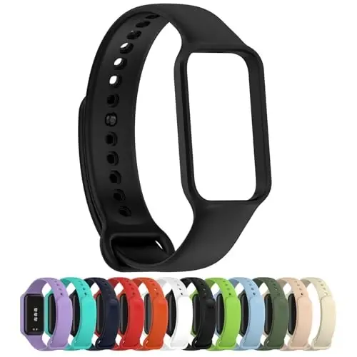 Disscool Xiaomi Smart Band 8 Active bilan mos keluvchi almashtiriladigan bilaguzuklar, 18 mm sozlanishi yumshoq silikon bilaguzuk, tez ajratiladigan soat aksessuarlari (qora) - 4