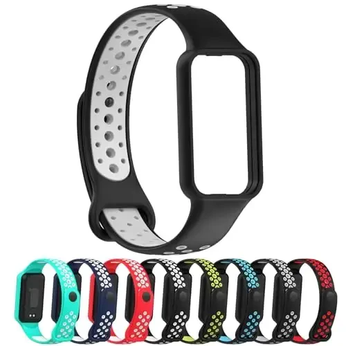 Disscool Xiaomi Smart Band 8 Active bilan mos keluvchi almashtiriladigan bilaguzuklar, 18 mm sozlanishi yumshoq silikon bilak tasma, tez ajratiladigan soat aksessuarlari (qora) - 1