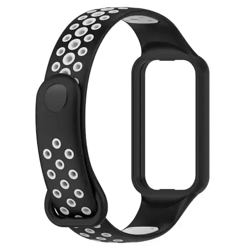 Disscool Xiaomi Smart Band 8 Active bilan mos keluvchi almashtiriladigan bilaguzuklar, 18 mm sozlanishi yumshoq silikon bilak tasma, tez ajratiladigan soat aksessuarlari (qora) - MODAZONE (1)