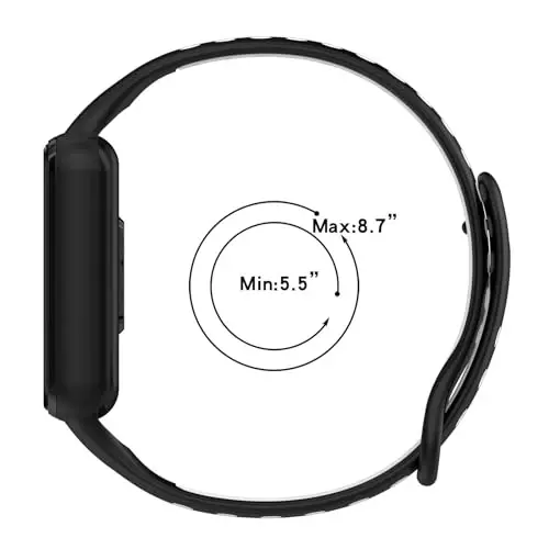 Disscool Xiaomi Smart Band 8 Active bilan mos keluvchi almashtiriladigan bilaguzuklar, 18 mm sozlanishi yumshoq silikon bilak tasma, tez ajratiladigan soat aksessuarlari (qora) - 5