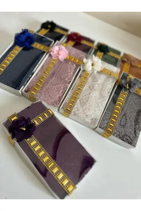 Distribution Dowry Bundle Special Day Gift Mother's Day Special Prayer Veil in Stylish Box-PURPLE - 4