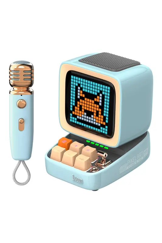 Ditoo-mic Blue Karaoke Microphone Adaptive Pixel Screen Bluetooth Speaker-Blue - 1