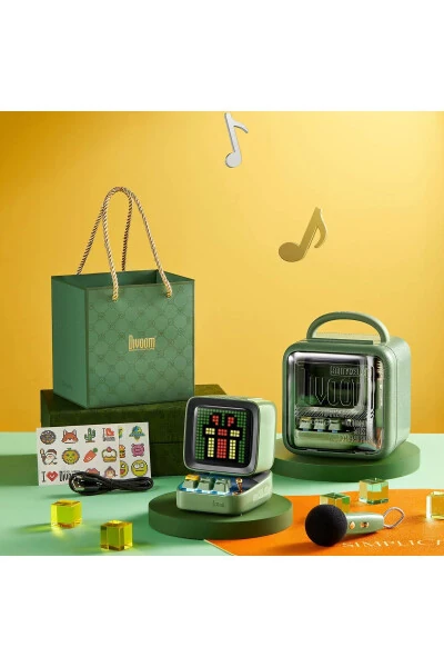 Ditoo-mic Green Karaoke Microphone with Adaptive Pixel Screen Bluetooth Speaker - 8