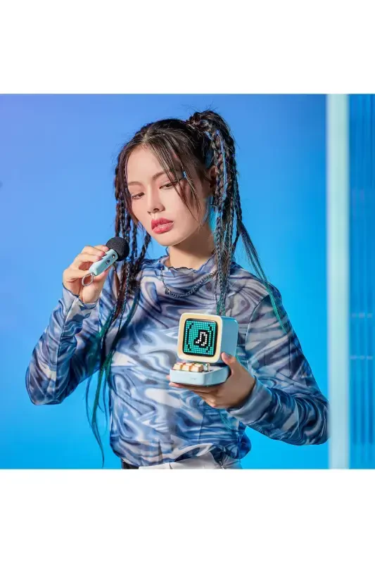 Ditoo-mic Mavi Karaoke Микрофон с Адаптивным Пиксельным Экраном Bluetooth-динамик-Синий - 8