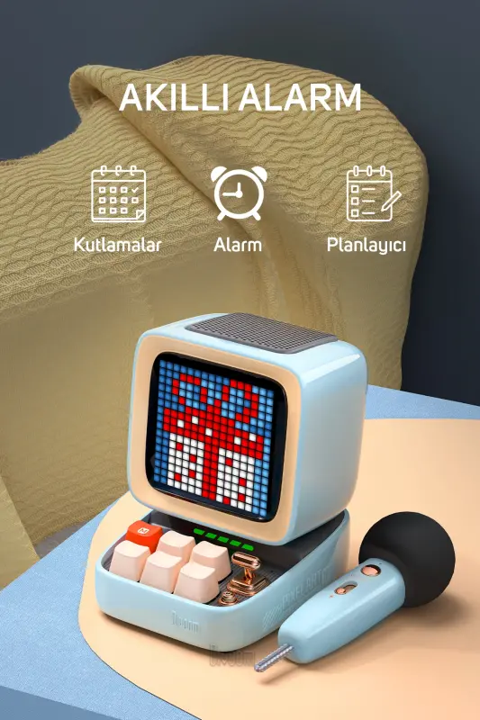 Ditoo-mic Mavi Karaoke Микрофон с Адаптивным Пиксельным Экраном Bluetooth-динамик-Синий - 4