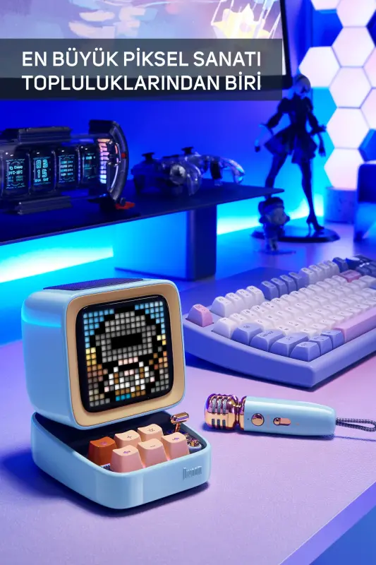 Ditoo-mic Moviy Karaoke Mikrofonli moslashuvchan pikselli ekranli Bluetooth karnay-Moviy - 5