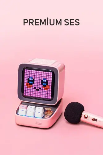 Ditoo 5-Mic Karaoke Mikrofonlu Uyarlanabilir Piksel Ekranlı Bluetooth Hoparlör, Pembe-Pembe - DIVOOM (1)