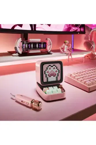 Ditoo-mic pushti rangli karaoke mikrofonli moslashuvchan piksel ekranli Bluetooth karnayi - 4