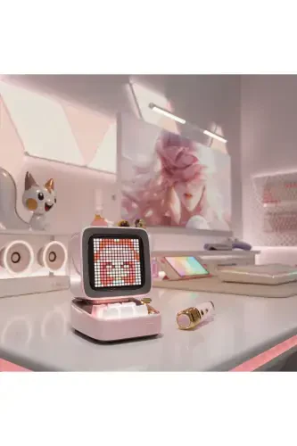 Ditoo-mic pushti rangli karaoke mikrofonli moslashuvchan piksel ekranli Bluetooth karnayi - 5