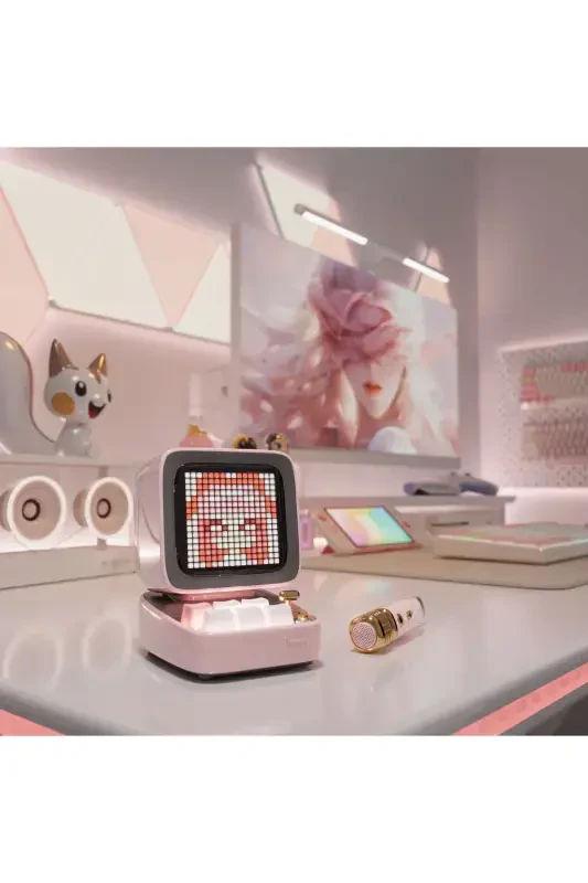 Ditoo-mic pushti rangli karaoke mikrofonli moslashuvchan piksel ekranli Bluetooth karnayi - 5