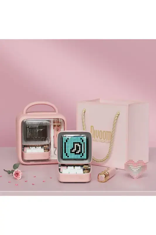 Ditoo-mic pushti rangli karaoke mikrofonli moslashuvchan piksel ekranli Bluetooth karnayi - 7