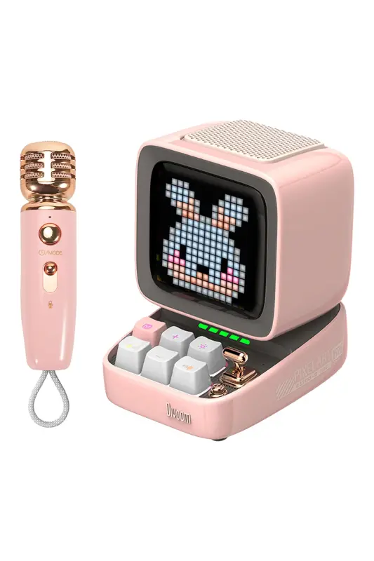 Ditoo-mic pushti rangli karaoke mikrofonli moslashuvchan piksel ekranli Bluetooth karnayi - DIVOOM