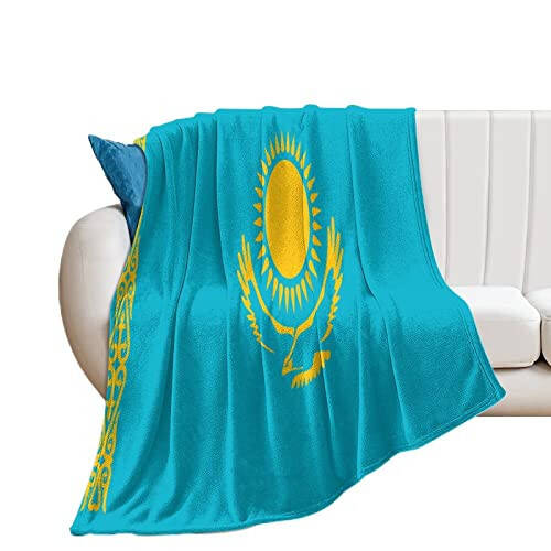 Ditooms Kazakhstan Flag Blanket, Country Flag Throws, Plush Super Soft Warm Flannel Blanket for Couch Bed Sofa Cover Chair - Great Gift for Friend Men Women 50