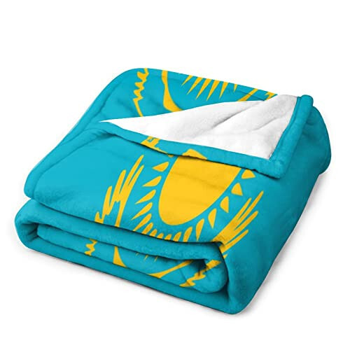 Ditooms Kazakhstan Flag Blanket, Country Flag Throws, Plush Super Soft Warm Flannel Blanket for Couch Bed Sofa Cover Chair - Great Gift for Friend Men Women 50