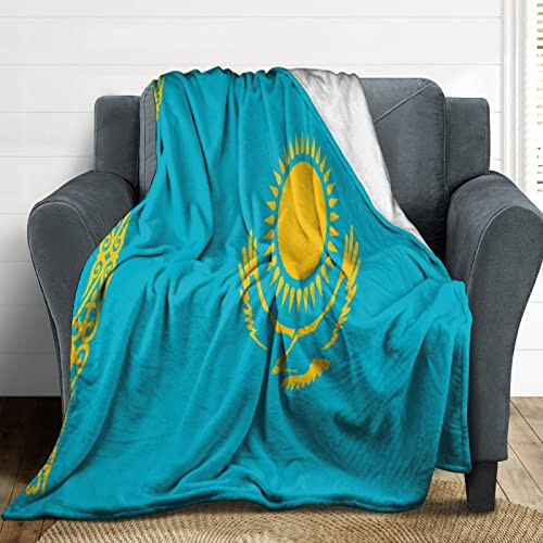 Ditooms Kazakhstan Flag Blanket, Country Flag Throws, Plush Super Soft Warm Flannel Blanket for Couch Bed Sofa Cover Chair - Great Gift for Friend Men Women 50