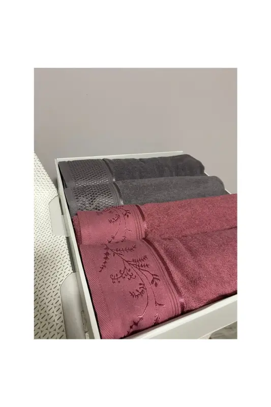 Ditsy Best Set Hammam Set Plum - Anthracite. - Plum - Anthracite - ÖZDILEK