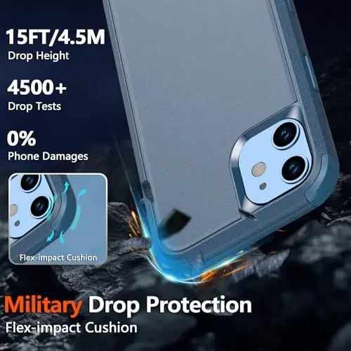 Diverbox для чехла iPhone 12, магнитный чехол для iPhone 12 [с защитной пленкой для экрана и защитной пленкой для объектива камеры] 2 шт. [Военная защита от падений с высоты 15 футов] Сверхпрочный противоударный чехол для телефона (синий) - 3