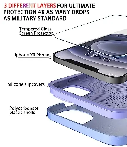 Diverbox для iPhone 12 чехол [Ударопрочный] [Защита от падений] [Защитное стекло], чехол для Apple iPhone 12 с усиленной защитой (фиолетовый-2в1) - 4