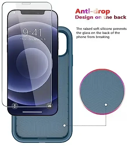 Diverbox для iPhone 12 чехол [Ударопрочный] [Защита от падений] [Защитное стекло], Чехол для Apple iPhone 12 с усиленной защитой (синий-2в1) - 6
